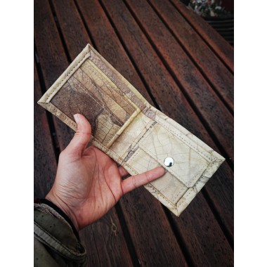Portemonnaie aus laminierten Blättern in grün, 1-fach gefaltet - natur beige