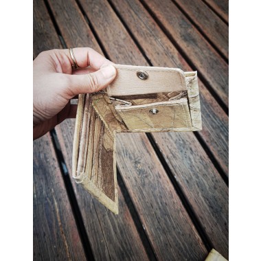 Portemonnaie aus laminierten Blättern in grün, 1-fach gefaltet - natur beige