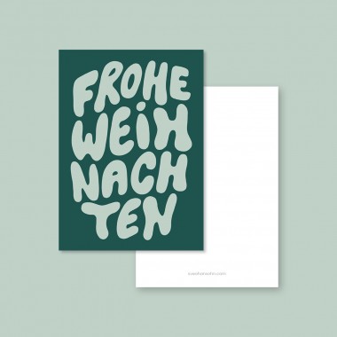 Frohe Weihnachten Grün / Postkarte A6 / Svea Hansohn Illustration