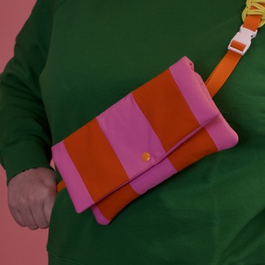 Puffer Bag – Handgemachte Streifen-Tasche in Orange & Pink