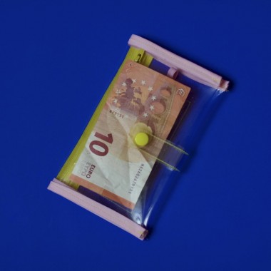 Durchsichtige Tabaktasche – auch als Geldbörse oder Necessaire nutzbar - Rosa & Gelb - Pikto3000