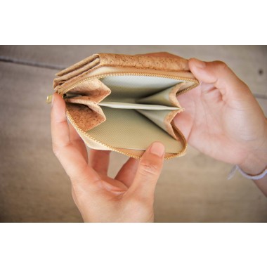 Handgefertigte dreifache Geldbörse, Portemonnaie aus Kork, einmalige Geschenke, Geldbeutel Damen/ Herren, Brieftasche mit Kartenfächern