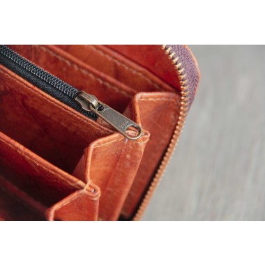 Portemonnaie aus recycelten Blättern / Nachhaltige vegane Brieftasche in orange - braun BY COPALA