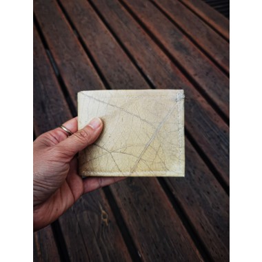 Portemonnaie aus laminierten Blättern in grün, 1-fach gefaltet - natur beige