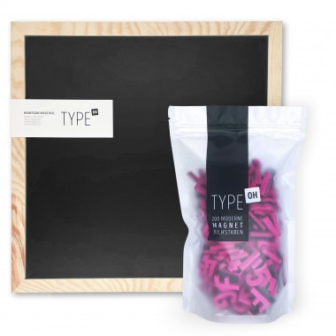 TYPE OH Set: Magnetische Kreidetafel & Moderne Magnetbuchstaben