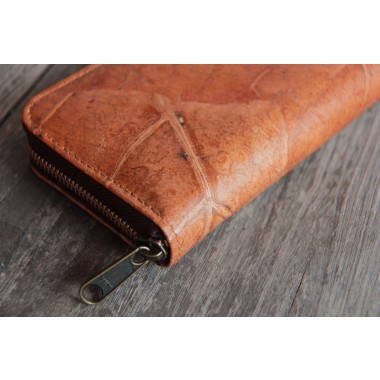 Portemonnaie aus recycelten Blättern / Nachhaltige vegane Brieftasche in orange - braun BY COPALA