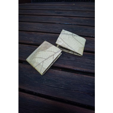 Portemonnaie aus laminierten Blättern in grün, 1-fach gefaltet - natur beige