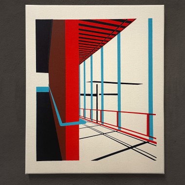 Print now - Riot later ● Abstract Architecture #05, Stoffsiebdruck auf Leinwand