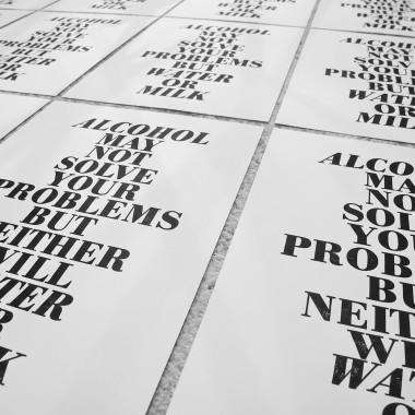 Handgefertigter Linoldruck: »Alcohol may not solve your problems …«, Limited Edition