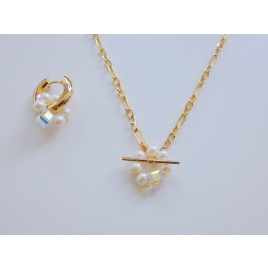 Valerie Chic - Kristall Perlen Blumen Halskette