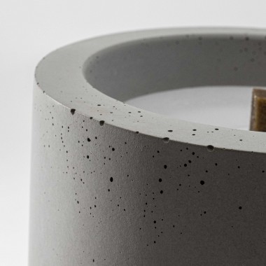 Nachfüllbares Beton-Outdoor-Feuer “LIGHT S“ – mit Ledergriff Farbe Rot-Braun - Ideal Wachsreste verbrauchen
