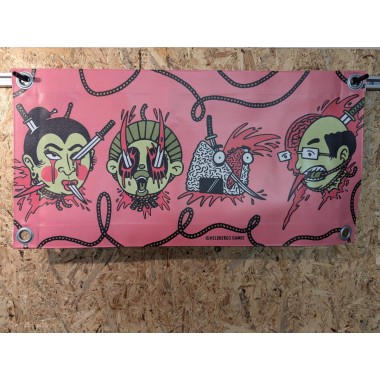 Mini Banner - Namakubi | UV-beständig & Wetterfest | Indoor/Outdoor | 510g PVC | 25x50 cm | Ikonische Namakubi Köpfe