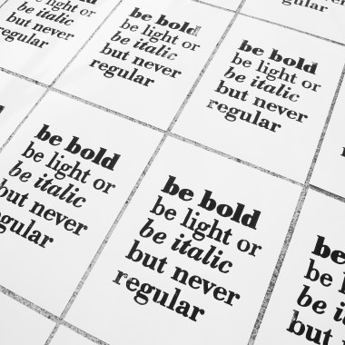 Handgefertigter Linoldruck »Be bold, be light or be italic but never regular«, (DIN A4), Limited Edition