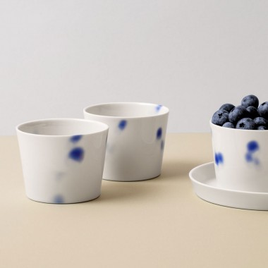 Porzellan Becher 200ml blau getupft