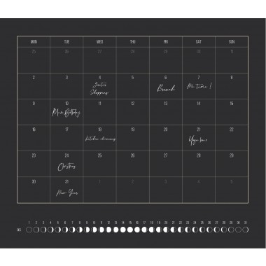 Mondkalender 2027 schwarz // ShellyCreates