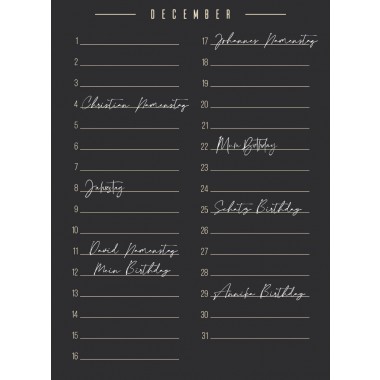 Ewiger Kalender Boho schwarz // ShellyCreates