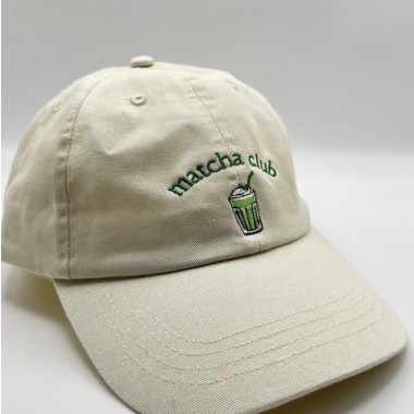matcha club - Unisex Dad Cap in Cream & Matcha Green - arrel