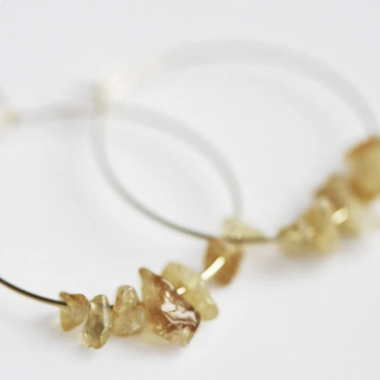 nahili CREOLEN "simple" Ohrringe goldgelber Citrin Halbedelstein gold oder silbern Naturstein el