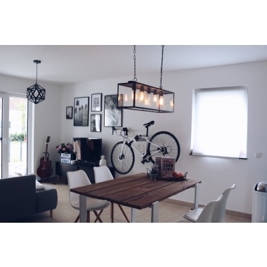 Stilvolle Design Fahrrad Wandhalterung | PARAX® D-RACK | für Rennrad, Hardtail, Cityrad & Tourenrad | Silber - Rot mit Oliven Holz