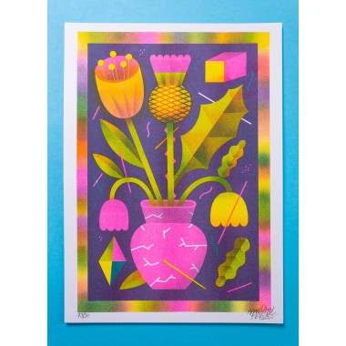 Martin Krusche - Rispographie »Blumenstrauss mit Distel«, 29,7x42cm (DINA3)
