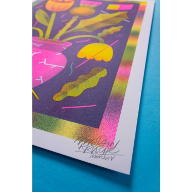Martin Krusche - Rispographie »Blumenstrauss mit Distel«, 29,7x42cm (DINA3)
