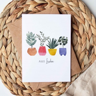 Faltkarte "Alles liebe bunte Blumentöpfe" | Paperlandscape