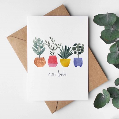 Faltkarte "Alles liebe bunte Blumentöpfe" | Paperlandscape
