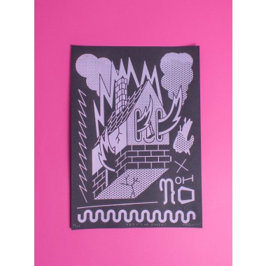 Martin Krusche - Siebdruck »Burning House« DINA3 (29,7x42cm)