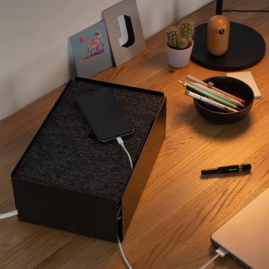 Charge-Box Ladestation Schwarz / Filz Granit Meliert
