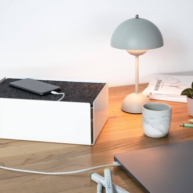 Charge-Box Ladestation Weiß / Filz Granit Meliert