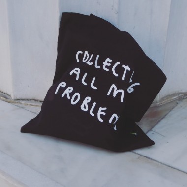 COLLECTING ALL MY PROBLEMS black tote bag - yahya studio, johanna schwarzer