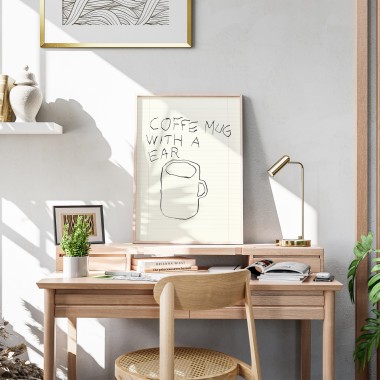 Coffee mug with an ear – Print von Lavanda Posters