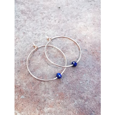 natürlicher Lapis Lazuli Ohrringe, minimalistische Creolen, everyday earrings  - in Sterling Silber und (Rosé) Gold Filled - KIZZU Schmuck