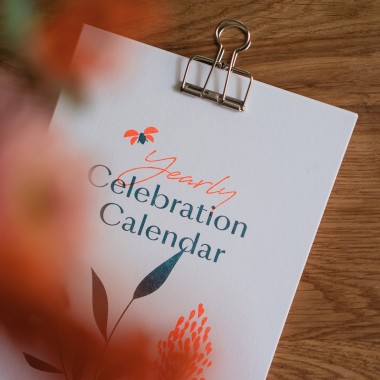 Geburtstagskalender "Wild Flower" / Risographie Art Print /  immerwährender / neon-orange