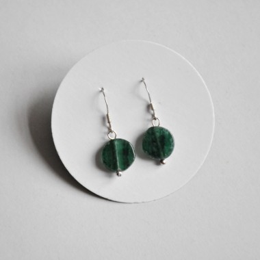 na.hili OHRRINGE "green stone dots" grüner Naturstein *komplett 925 Silber* Halbedelstein