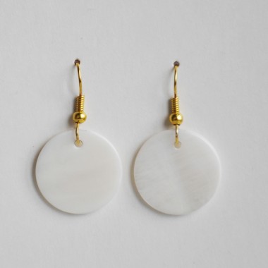 OHRRINGE goldener Perlmutttraum Ohrringe Perlmutt Muschel Scheiben goldfarbene Ohrhaken