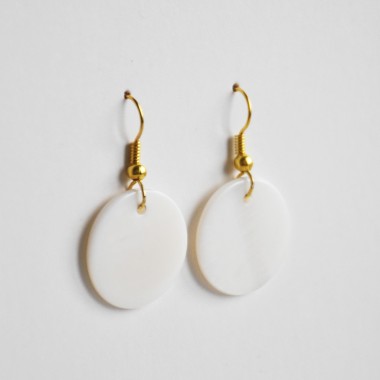 OHRRINGE goldener Perlmutttraum Ohrringe Perlmutt Muschel Scheiben goldfarbene Ohrhaken