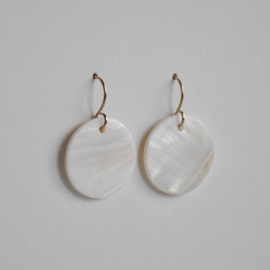 OHRRINGE goldener Perlmutttraum Ohrringe Perlmutt Muschel Scheiben goldfarbene Ohrhaken