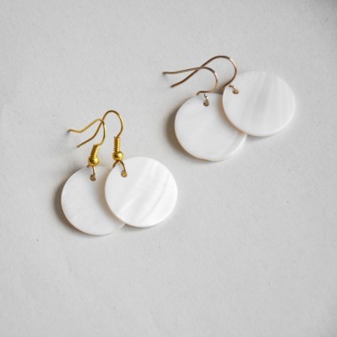 OHRRINGE goldener Perlmutttraum Ohrringe Perlmutt Muschel Scheiben goldfarbene Ohrhaken