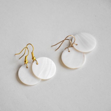 OHRRINGE goldener Perlmutttraum Ohrringe Perlmutt Muschel Scheiben goldfarbene Ohrhaken