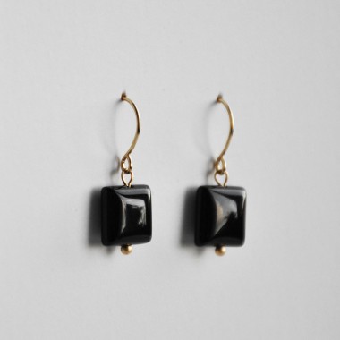 nahili OHRRINGE simply beautiful "black Onyx" Edelstein & 14K Gelbgold plattiert