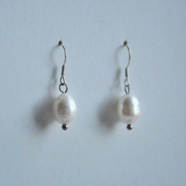 na.hili OHRRINGE "white pearl dots" weiße Perle massiv *925 Silber*