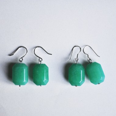 na.hili OHRRINGE "Jadefacetten" Edelstein Ohrschmuck in Weißgold silbern oder massiv 925 Silber