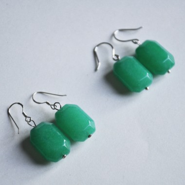 na.hili OHRRINGE "Jadefacetten" Edelstein Ohrschmuck in Weißgold silbern oder massiv 925 Silber