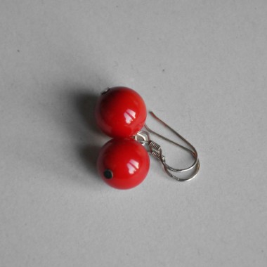 na.hili OHRRINGE "red stone dots" rote Koralle *komplett 925 Silber* Naturstein Halbedelstein