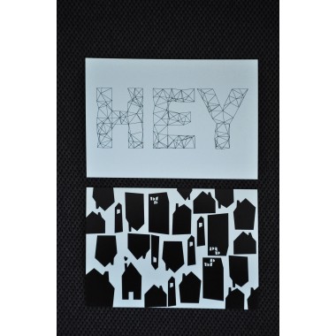 nahili 10er-Set POSTKARTEN "HEY + no place like HOME" Grußkarte Umzug - Postkarte 