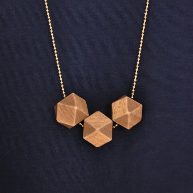 nahili KETTE "golden geometric wood" geometrische, minimale Holzkette (gold, silber oder bronze)