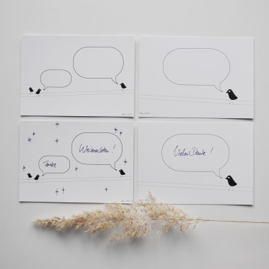 nahili 10er-Set POSTKARTEN "birds", Grußkarten mit Sprechblase für alle Anlässe