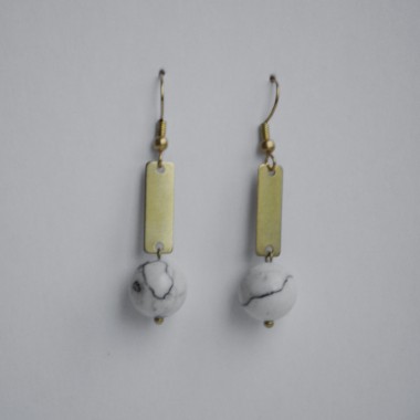 nahili OHRRINGE aus Messing "Marble Quadro" Ohrschmuck Naturstein Marmor oder Howlith