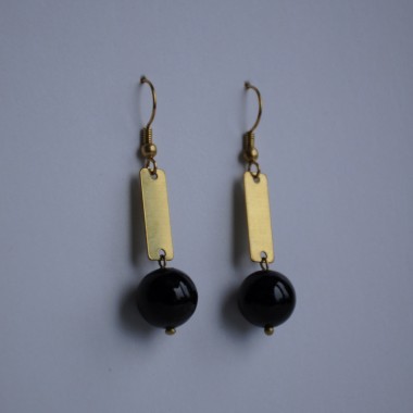 nahili OHRRINGE aus Messing "Marble Quadro" Ohrschmuck Naturstein Marmor oder Howlith